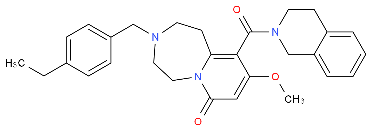10-(3,4-dihydro-2(1H)-isoquinolinylcarbonyl)-3-(4-ethylbenzyl)-9-methoxy-2,3,4,5-tetrahydropyrido[1,2-d][1,4]diazepin-7(1H)-one_Molecular_structure_CAS_)