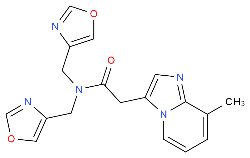 2-(8-methylimidazo[1,2-a]pyridin-3-yl)-N,N-bis(1,3-oxazol-4-ylmethyl)acetamide_Molecular_structure_CAS_)