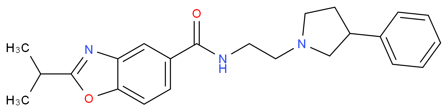 2-isopropyl-N-[2-(3-phenylpyrrolidin-1-yl)ethyl]-1,3-benzoxazole-5-carboxamide_Molecular_structure_CAS_)