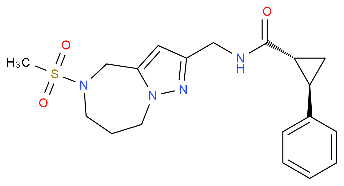 (1R*,2R*)-N-{[5-(methylsulfonyl)-5,6,7,8-tetrahydro-4H-pyrazolo[1,5-a][1,4]diazepin-2-yl]methyl}-2-phenylcyclopropanecarboxamide_Molecular_structure_CAS_)