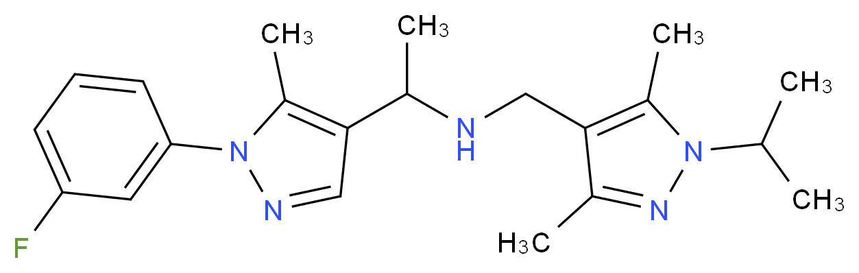 1-[1-(3-fluorophenyl)-5-methyl-1H-pyrazol-4-yl]-N-[(1-isopropyl-3,5-dimethyl-1H-pyrazol-4-yl)methyl]ethanamine_Molecular_structure_CAS_)