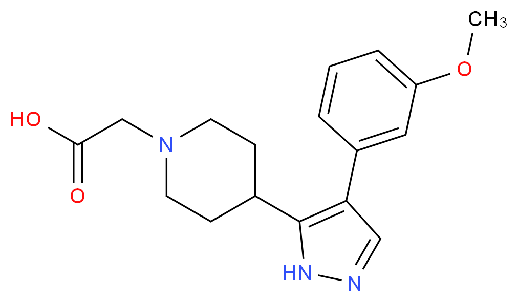 {4-[4-(3-methoxyphenyl)-1H-pyrazol-5-yl]piperidin-1-yl}acetic acid_Molecular_structure_CAS_)