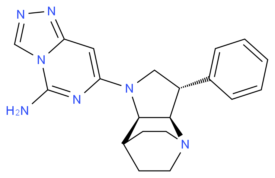 7-[(2R*,3S*,6R*)-3-phenyl-1,5-diazatricyclo[5.2.2.0~2,6~]undec-5-yl][1,2,4]triazolo[4,3-c]pyrimidin-5-amine_Molecular_structure_CAS_)