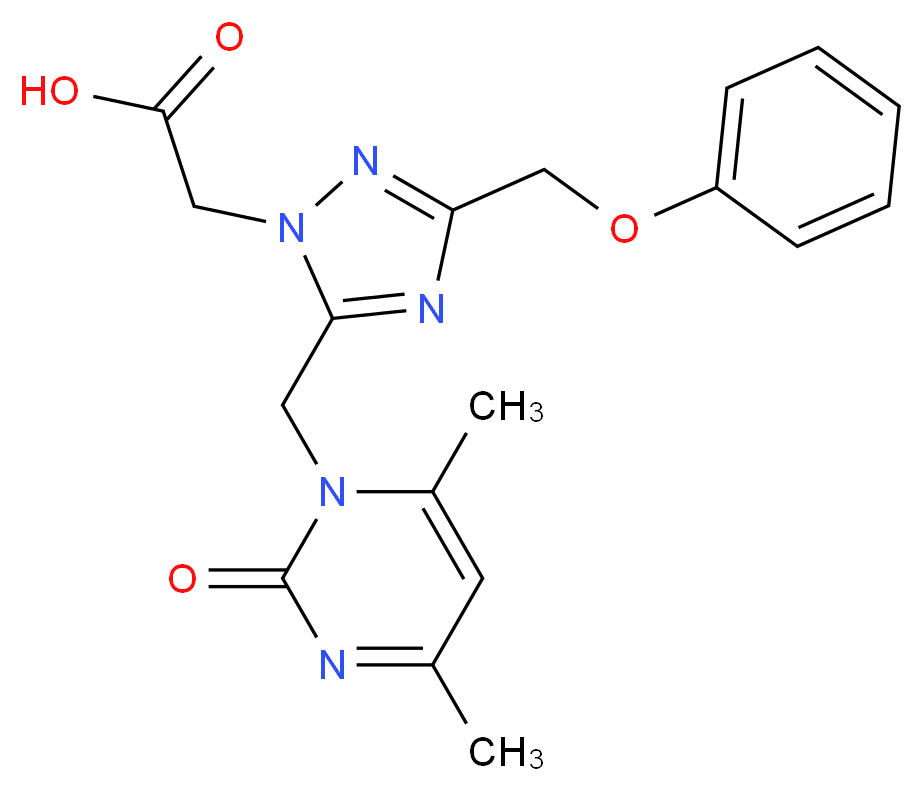 [5-[(4,6-dimethyl-2-oxopyrimidin-1(2H)-yl)methyl]-3-(phenoxymethyl)-1H-1,2,4-triazol-1-yl]acetic acid_Molecular_structure_CAS_)
