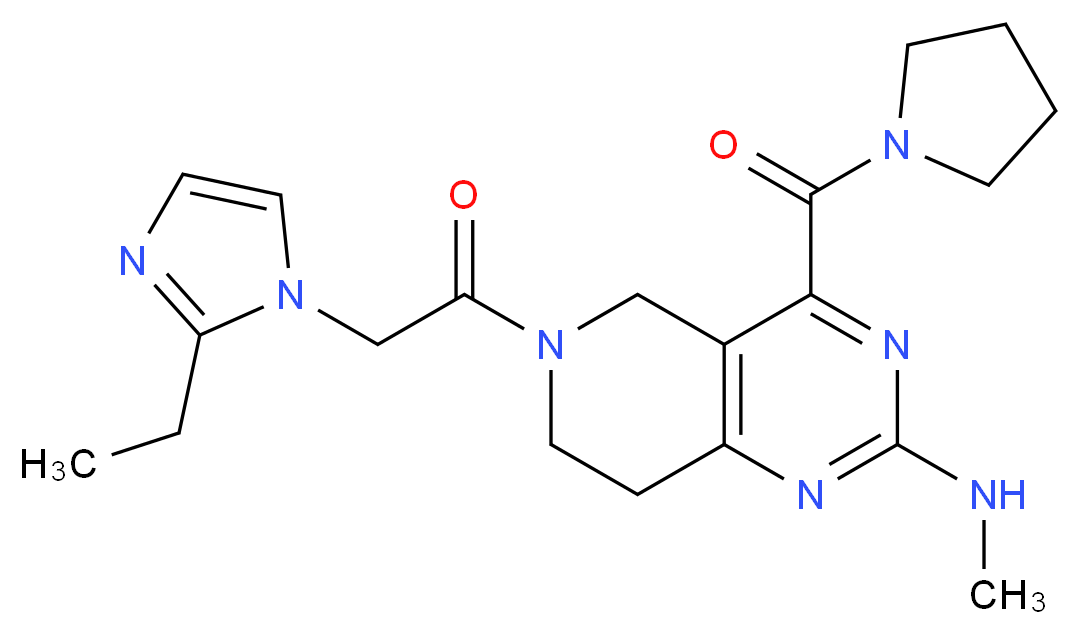 6-[(2-ethyl-1H-imidazol-1-yl)acetyl]-N-methyl-4-(pyrrolidin-1-ylcarbonyl)-5,6,7,8-tetrahydropyrido[4,3-d]pyrimidin-2-amine_Molecular_structure_CAS_)