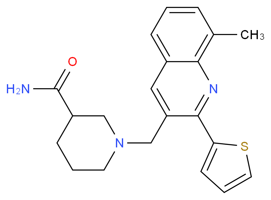 1-{[8-methyl-2-(2-thienyl)-3-quinolinyl]methyl}-3-piperidinecarboxamide_Molecular_structure_CAS_)