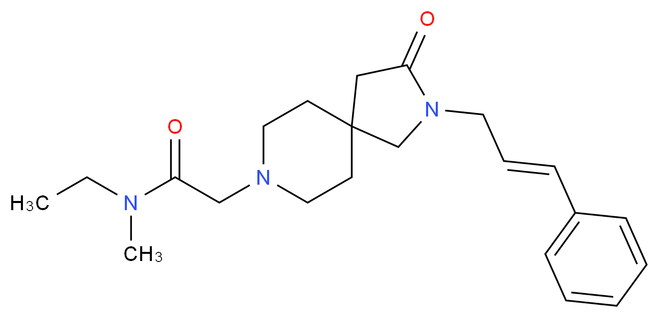 N-ethyl-N-methyl-2-{3-oxo-2-[(2E)-3-phenyl-2-propen-1-yl]-2,8-diazaspiro[4.5]dec-8-yl}acetamide_Molecular_structure_CAS_)