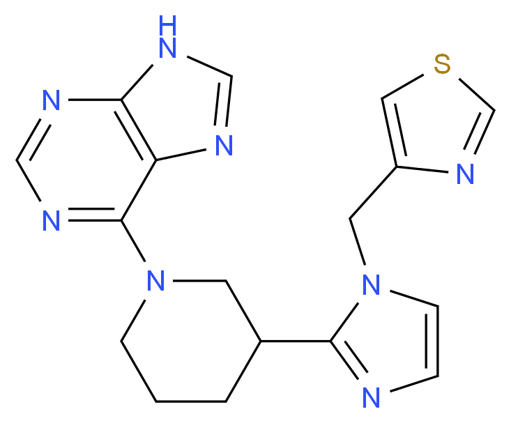 6-{3-[1-(1,3-thiazol-4-ylmethyl)-1H-imidazol-2-yl]-1-piperidinyl}-9H-purine_Molecular_structure_CAS_)