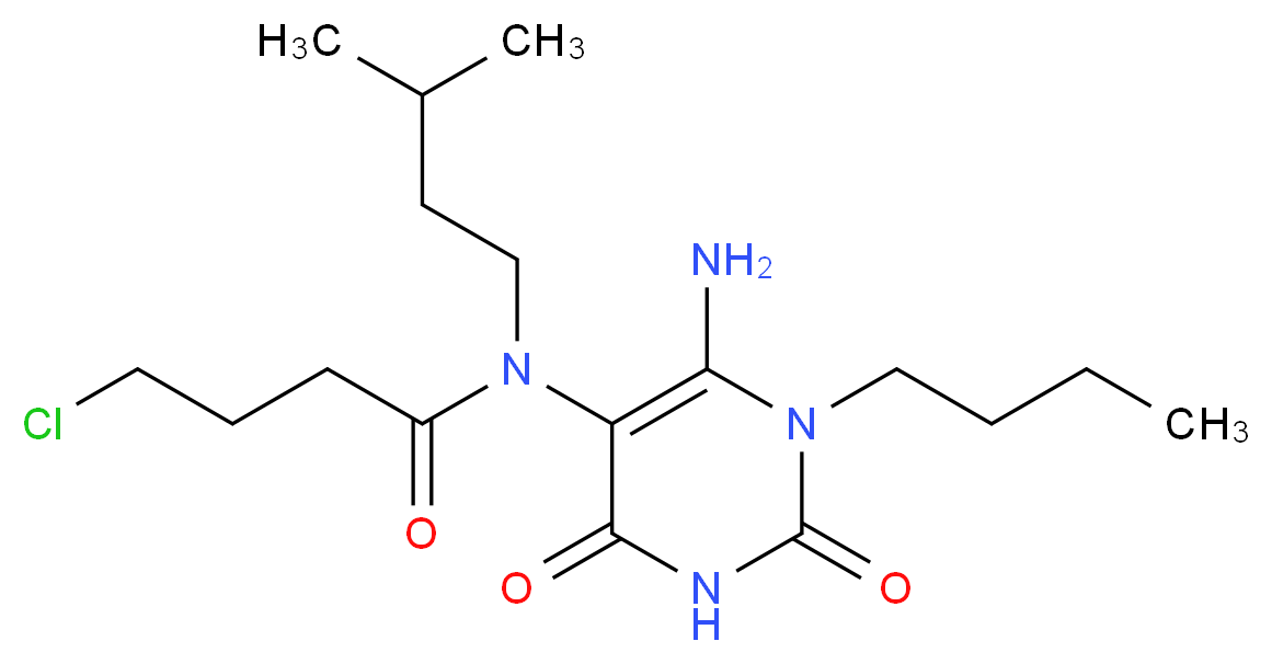 N-(6-Amino-1-butyl-2,4-dioxo-1,2,3,4-tetrahydro-pyrimidin-5-yl)-4-chloro-N-(3-methyl-butyl)-butyramide_Molecular_structure_CAS_)