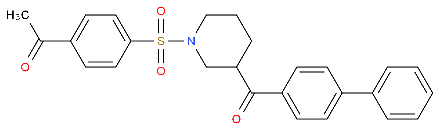 1-(4-{[3-(4-biphenylylcarbonyl)-1-piperidinyl]sulfonyl}phenyl)ethanone_Molecular_structure_CAS_)