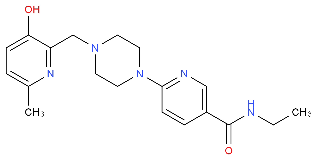 N-ethyl-6-{4-[(3-hydroxy-6-methylpyridin-2-yl)methyl]piperazin-1-yl}nicotinamide_Molecular_structure_CAS_)