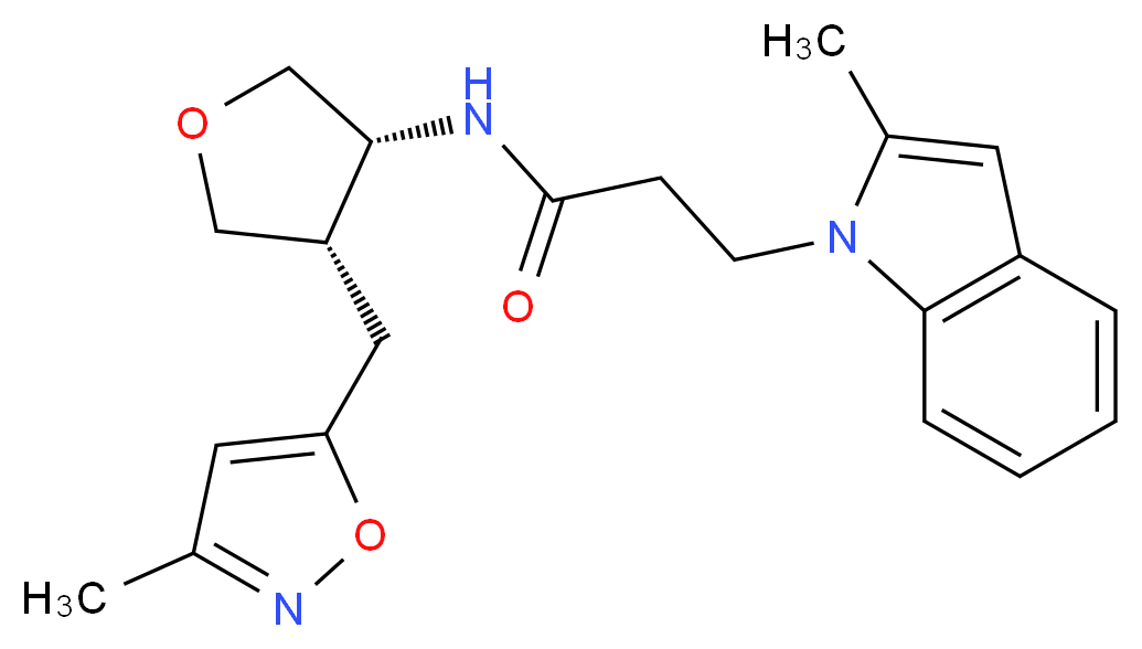 3-(2-methyl-1H-indol-1-yl)-N-{(3R*,4S*)-4-[(3-methylisoxazol-5-yl)methyl]tetrahydrofuran-3-yl}propanamide_Molecular_structure_CAS_)