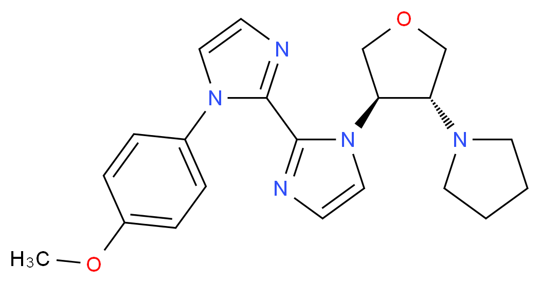 1-(4-methoxyphenyl)-1'-[(3R*,4R*)-4-pyrrolidin-1-yltetrahydrofuran-3-yl]-1H,1'H-2,2'-biimidazole_Molecular_structure_CAS_)