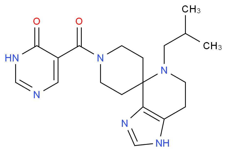 5-[(5-isobutyl-1,5,6,7-tetrahydro-1'H-spiro[imidazo[4,5-c]pyridine-4,4'-piperidin]-1'-yl)carbonyl]pyrimidin-4(3H)-one_Molecular_structure_CAS_)