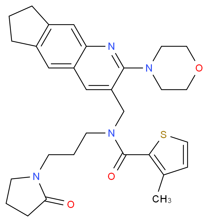 3-methyl-N-{[2-(4-morpholinyl)-7,8-dihydro-6H-cyclopenta[g]quinolin-3-yl]methyl}-N-[3-(2-oxo-1-pyrrolidinyl)propyl]-2-thiophenecarboxamide_Molecular_structure_CAS_)