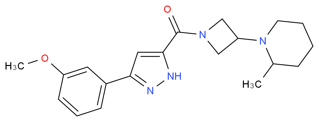 1-(1-{[3-(3-methoxyphenyl)-1H-pyrazol-5-yl]carbonyl}-3-azetidinyl)-2-methylpiperidine_Molecular_structure_CAS_)