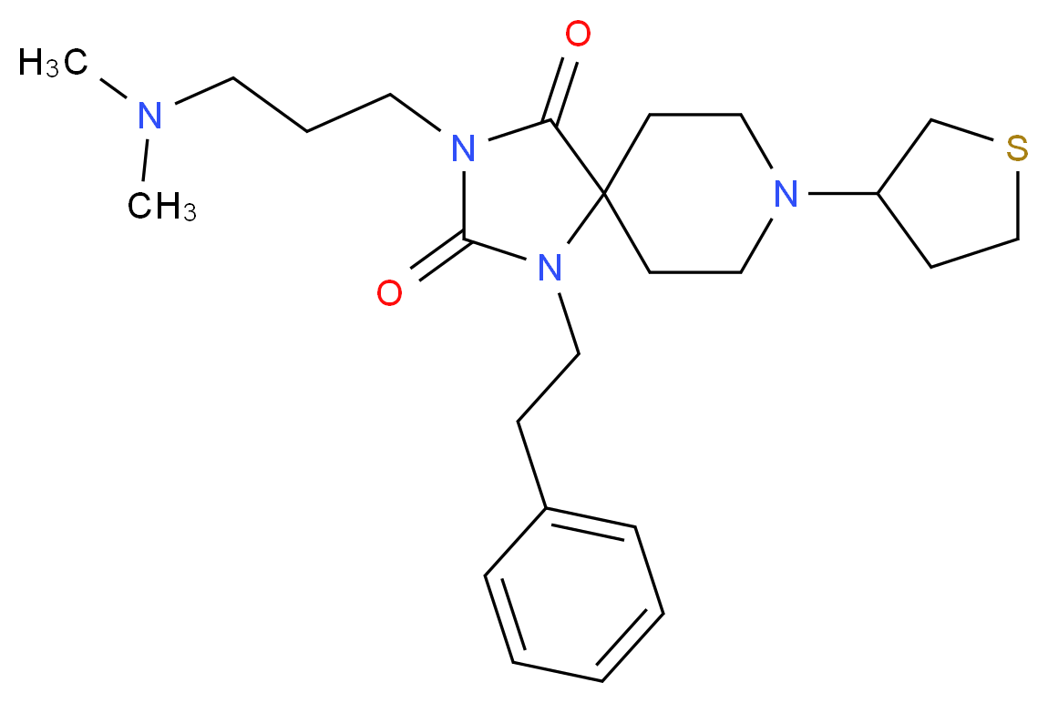 3-[3-(dimethylamino)propyl]-1-(2-phenylethyl)-8-(tetrahydro-3-thienyl)-1,3,8-triazaspiro[4.5]decane-2,4-dione_Molecular_structure_CAS_)