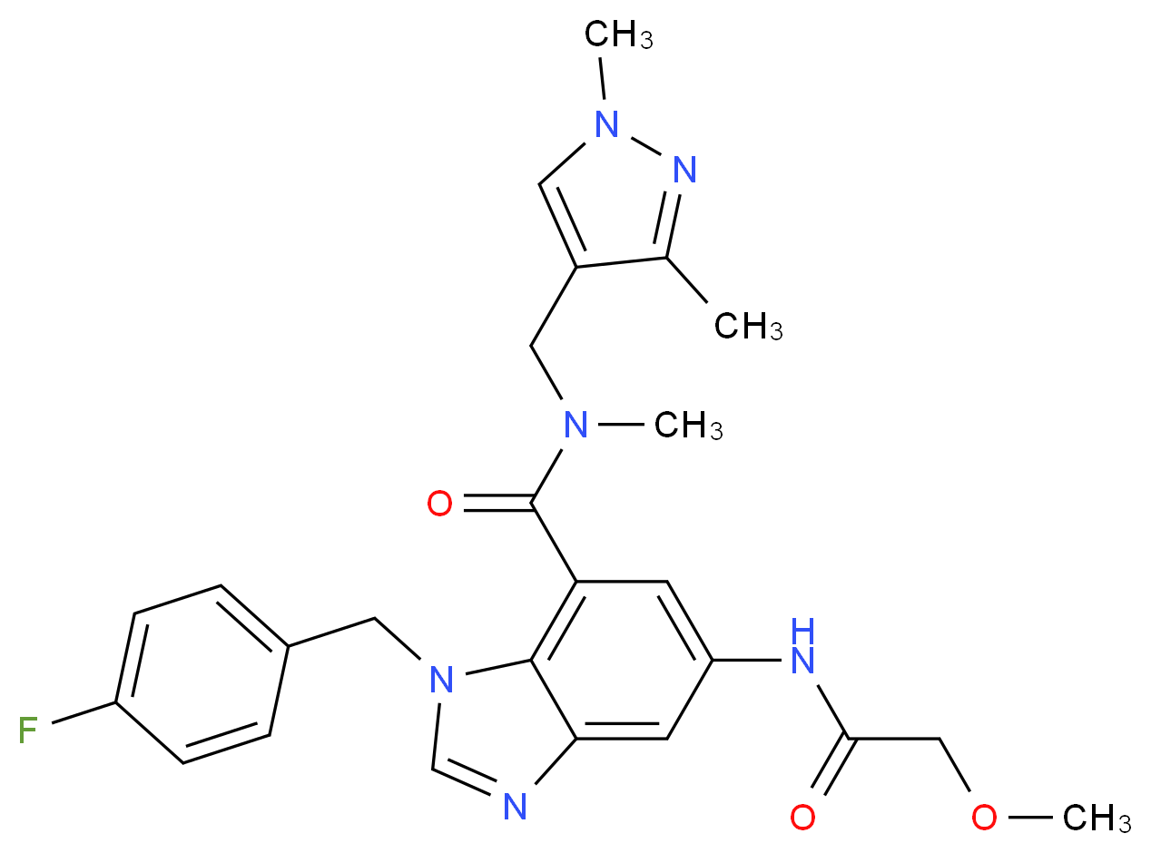N-[(1,3-dimethyl-1H-pyrazol-4-yl)methyl]-1-(4-fluorobenzyl)-5-[(methoxyacetyl)amino]-N-methyl-1H-benzimidazole-7-carboxamide_Molecular_structure_CAS_)