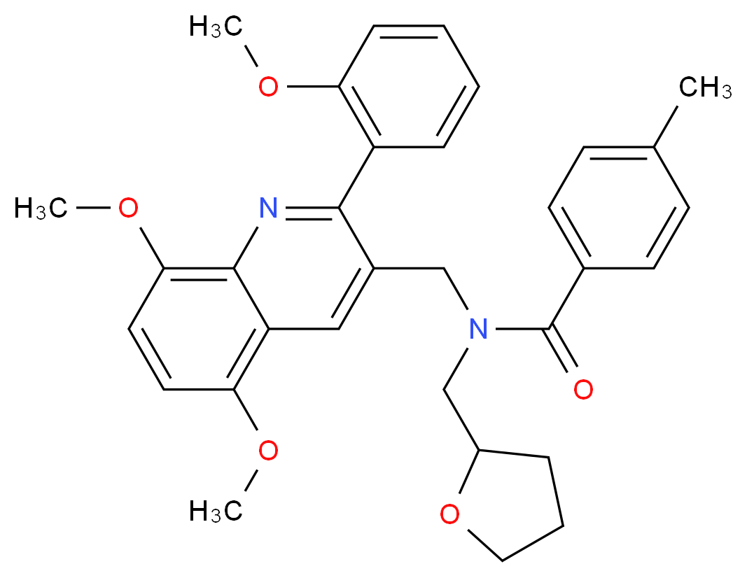 N-{[5,8-dimethoxy-2-(2-methoxyphenyl)-3-quinolinyl]methyl}-4-methyl-N-(tetrahydro-2-furanylmethyl)benzamide_Molecular_structure_CAS_)