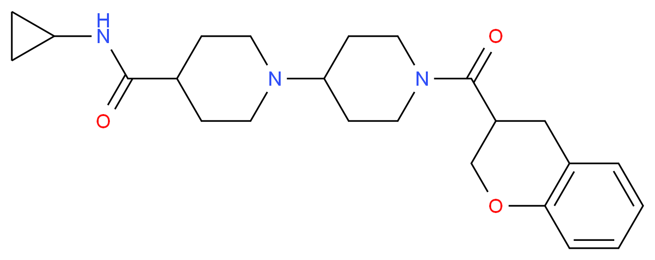N-cyclopropyl-1'-(3,4-dihydro-2H-chromen-3-ylcarbonyl)-1,4'-bipiperidine-4-carboxamide_Molecular_structure_CAS_)