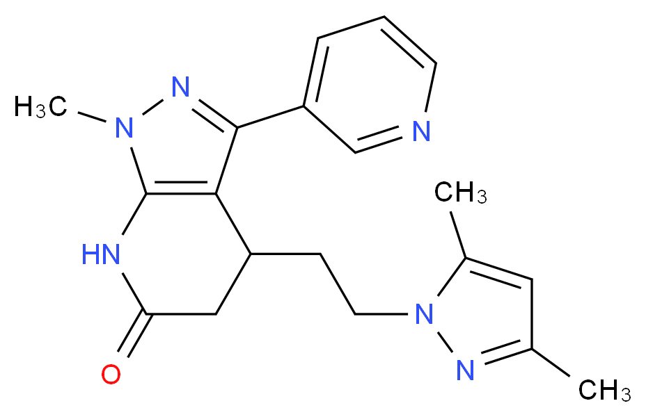 4-[2-(3,5-dimethyl-1H-pyrazol-1-yl)ethyl]-1-methyl-3-pyridin-3-yl-1,4,5,7-tetrahydro-6H-pyrazolo[3,4-b]pyridin-6-one_Molecular_structure_CAS_)