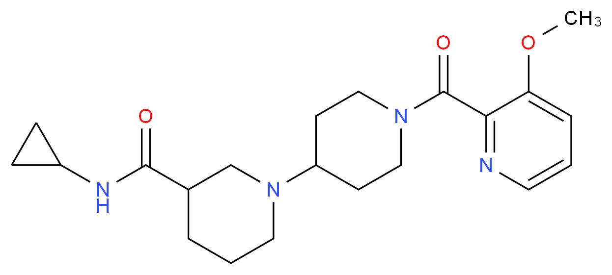 N-cyclopropyl-1'-[(3-methoxypyridin-2-yl)carbonyl]-1,4'-bipiperidine-3-carboxamide_Molecular_structure_CAS_)