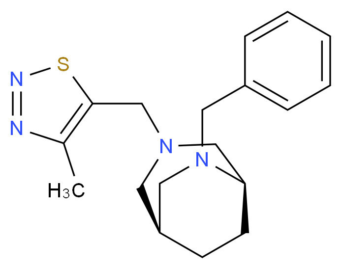 (1S*,5R*)-6-benzyl-3-[(4-methyl-1,2,3-thiadiazol-5-yl)methyl]-3,6-diazabicyclo[3.2.2]nonane_Molecular_structure_CAS_)