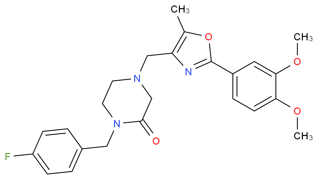 4-{[2-(3,4-dimethoxyphenyl)-5-methyl-1,3-oxazol-4-yl]methyl}-1-(4-fluorobenzyl)-2-piperazinone_Molecular_structure_CAS_)