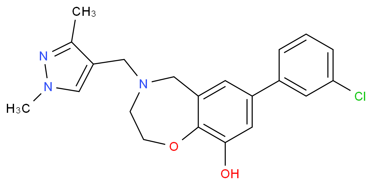 7-(3-chlorophenyl)-4-[(1,3-dimethyl-1H-pyrazol-4-yl)methyl]-2,3,4,5-tetrahydro-1,4-benzoxazepin-9-ol_Molecular_structure_CAS_)