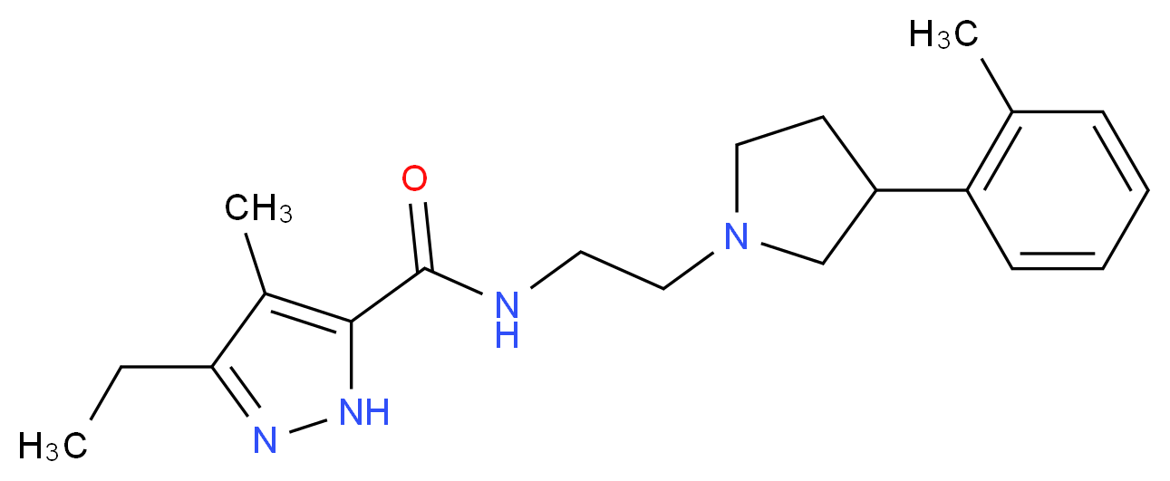 3-ethyl-4-methyl-N-{2-[3-(2-methylphenyl)pyrrolidin-1-yl]ethyl}-1H-pyrazole-5-carboxamide_Molecular_structure_CAS_)
