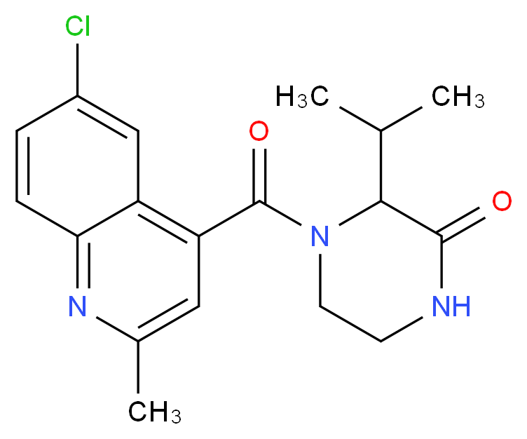 4-[(6-chloro-2-methylquinolin-4-yl)carbonyl]-3-isopropylpiperazin-2-one_Molecular_structure_CAS_)