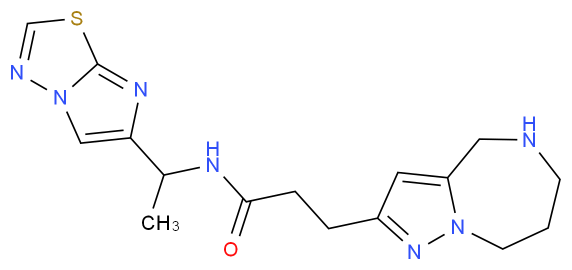 N-(1-imidazo[2,1-b][1,3,4]thiadiazol-6-ylethyl)-3-(5,6,7,8-tetrahydro-4H-pyrazolo[1,5-a][1,4]diazepin-2-yl)propanamide_Molecular_structure_CAS_)