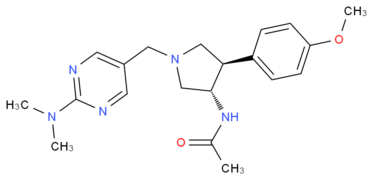 N-[(3S*,4R*)-1-{[2-(dimethylamino)-5-pyrimidinyl]methyl}-4-(4-methoxyphenyl)-3-pyrrolidinyl]acetamide_Molecular_structure_CAS_)