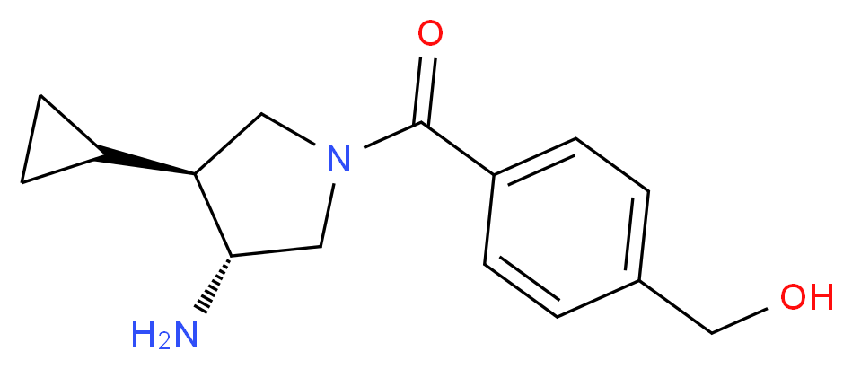 (4-{[(3R*,4S*)-3-amino-4-cyclopropyl-1-pyrrolidinyl]carbonyl}phenyl)methanol_Molecular_structure_CAS_)