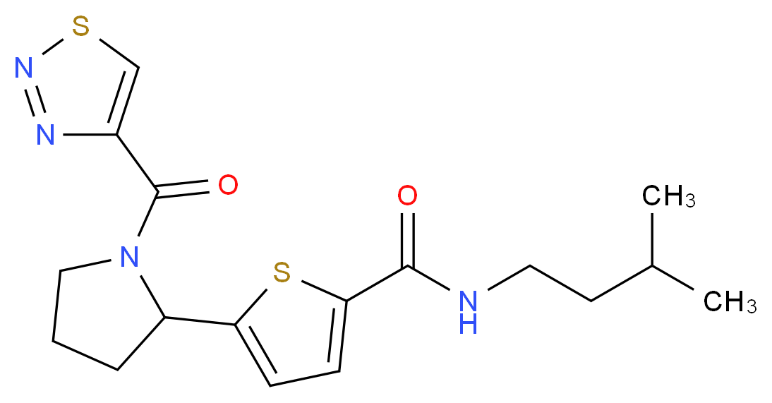 N-(3-methylbutyl)-5-[1-(1,2,3-thiadiazol-4-ylcarbonyl)-2-pyrrolidinyl]-2-thiophenecarboxamide_Molecular_structure_CAS_)