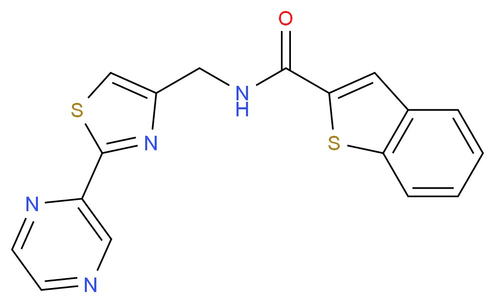 N-[(2-pyrazin-2-yl-1,3-thiazol-4-yl)methyl]-1-benzothiophene-2-carboxamide_Molecular_structure_CAS_)