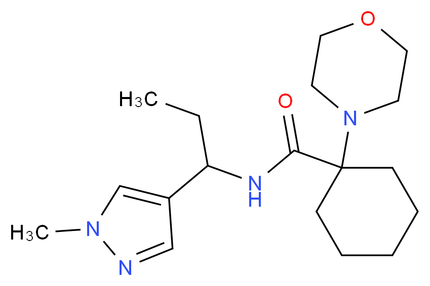 N-[1-(1-methyl-1H-pyrazol-4-yl)propyl]-1-(4-morpholinyl)cyclohexanecarboxamide_Molecular_structure_CAS_)