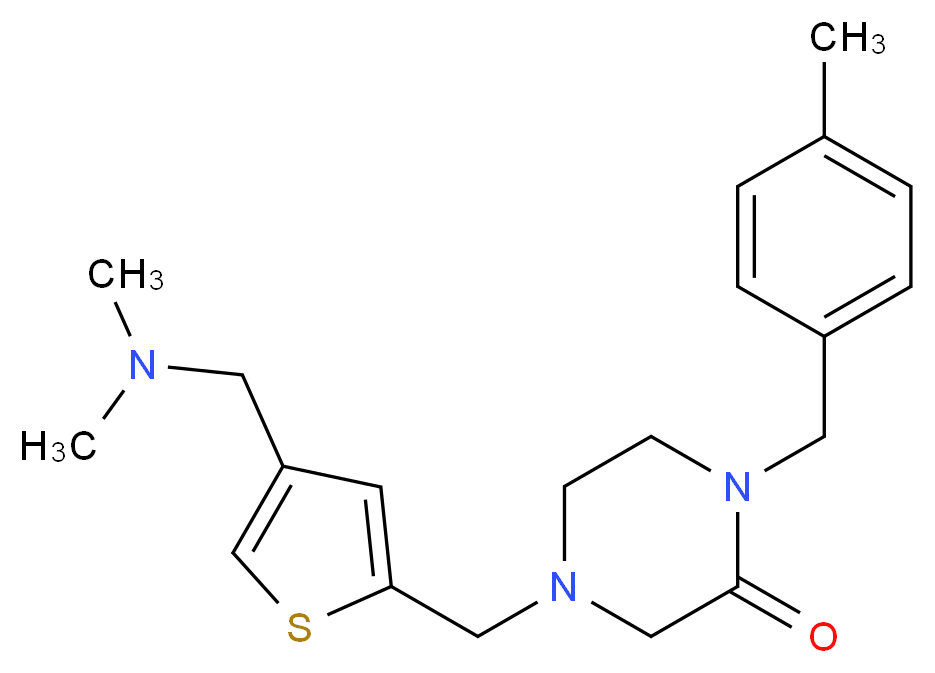 4-({4-[(dimethylamino)methyl]-2-thienyl}methyl)-1-(4-methylbenzyl)-2-piperazinone_Molecular_structure_CAS_)