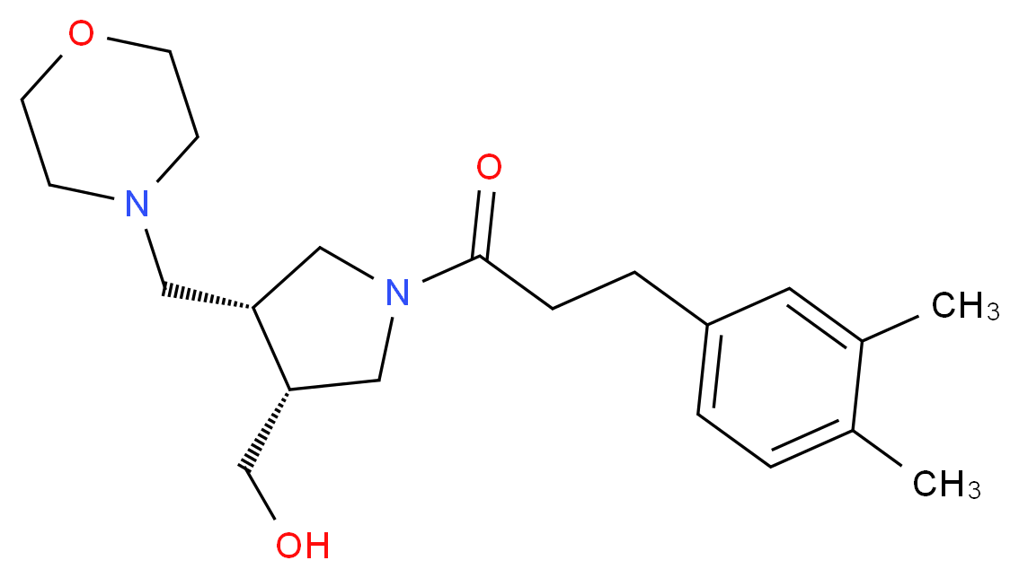 [(3R*,4R*)-1-[3-(3,4-dimethylphenyl)propanoyl]-4-(morpholin-4-ylmethyl)pyrrolidin-3-yl]methanol_Molecular_structure_CAS_)