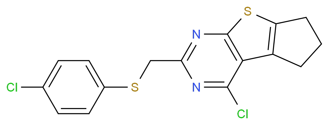 4-chloro-2-{[(4-chlorophenyl)thio]methyl}-6,7-dihydro-5H-cyclopenta[4,5]thieno[2,3-d]pyrimidine_Molecular_structure_CAS_)