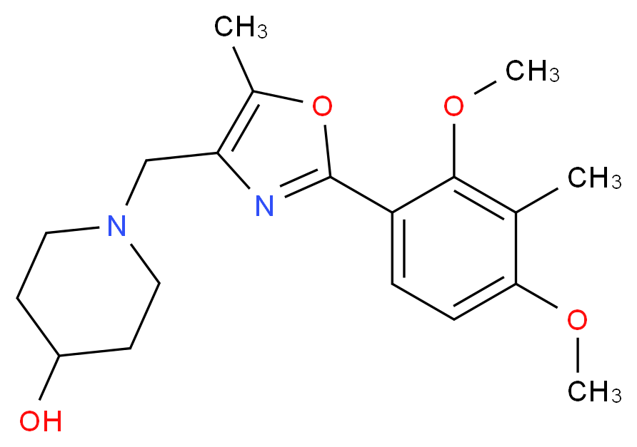 1-{[2-(2,4-dimethoxy-3-methylphenyl)-5-methyl-1,3-oxazol-4-yl]methyl}piperidin-4-ol_Molecular_structure_CAS_)