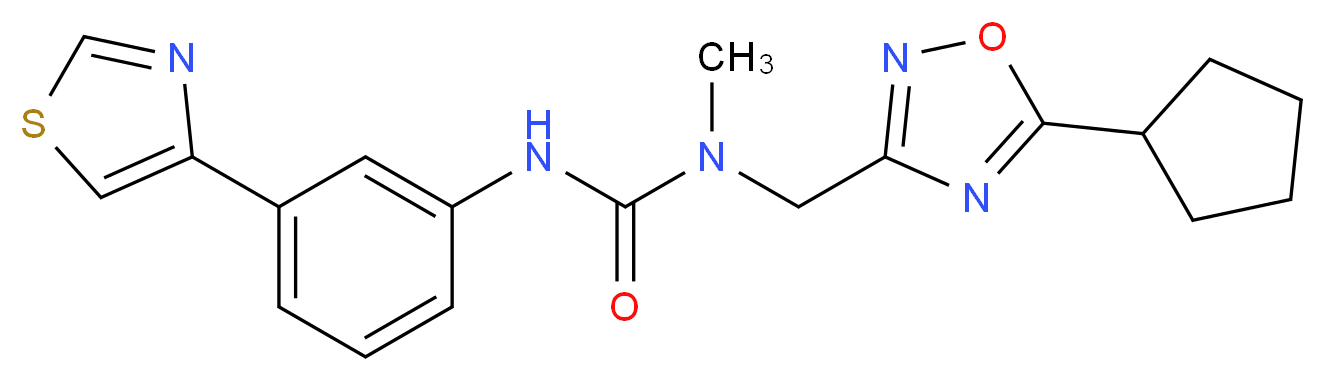 N-[(5-cyclopentyl-1,2,4-oxadiazol-3-yl)methyl]-N-methyl-N'-[3-(1,3-thiazol-4-yl)phenyl]urea_Molecular_structure_CAS_)