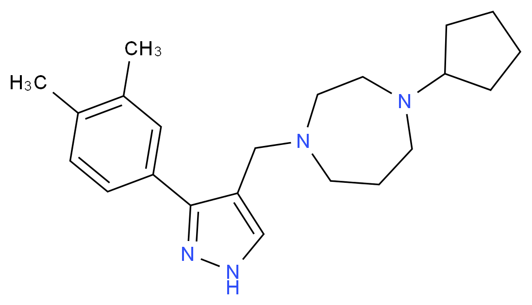 1-cyclopentyl-4-{[3-(3,4-dimethylphenyl)-1H-pyrazol-4-yl]methyl}-1,4-diazepane_Molecular_structure_CAS_)