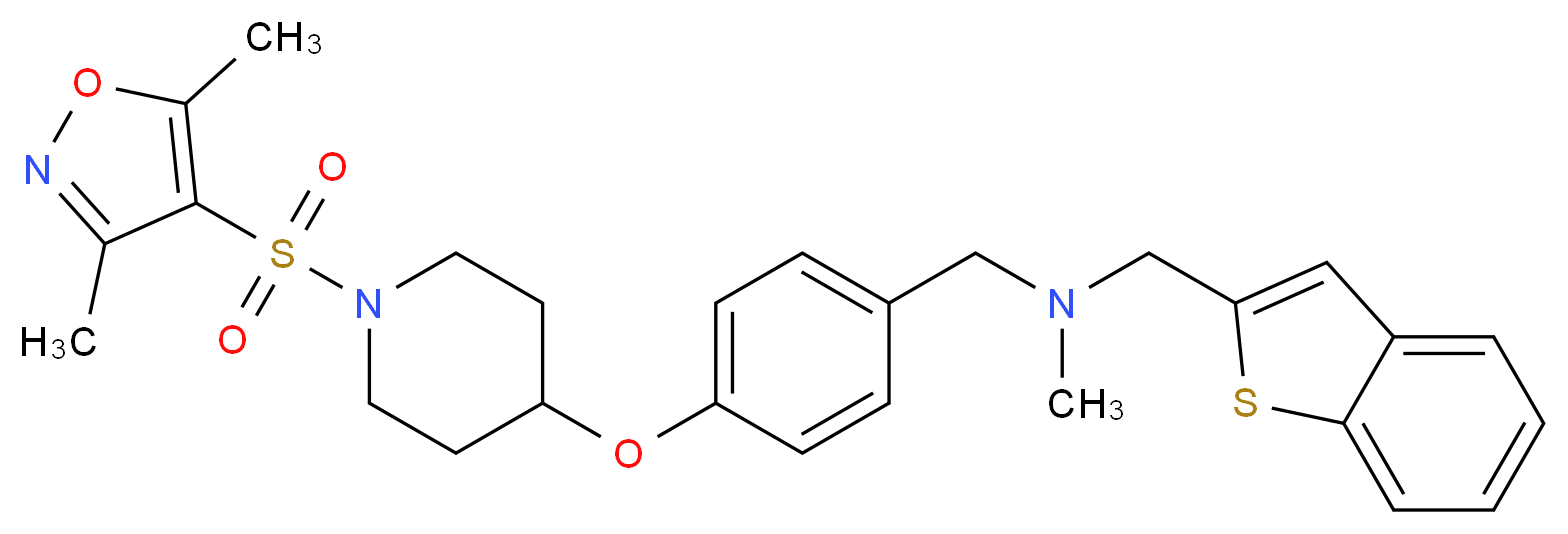 (1-benzothien-2-ylmethyl)[4-({1-[(3,5-dimethyl-4-isoxazolyl)sulfonyl]-4-piperidinyl}oxy)benzyl]methylamine_Molecular_structure_CAS_)