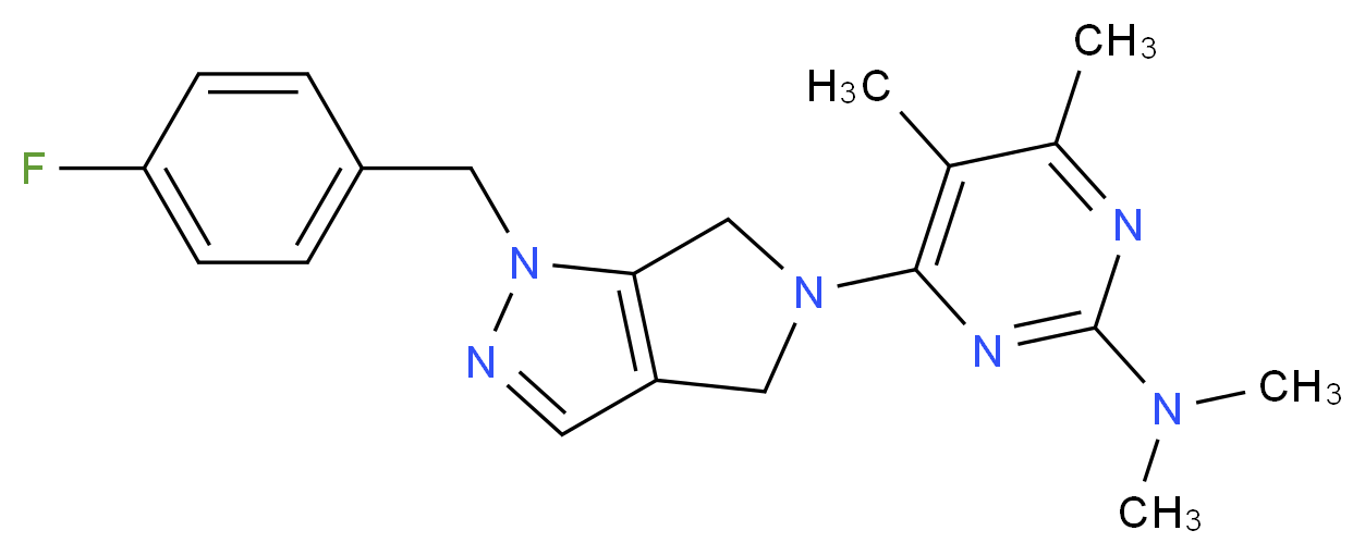 4-[1-(4-fluorobenzyl)-4,6-dihydropyrrolo[3,4-c]pyrazol-5(1H)-yl]-N,N,5,6-tetramethylpyrimidin-2-amine_Molecular_structure_CAS_)