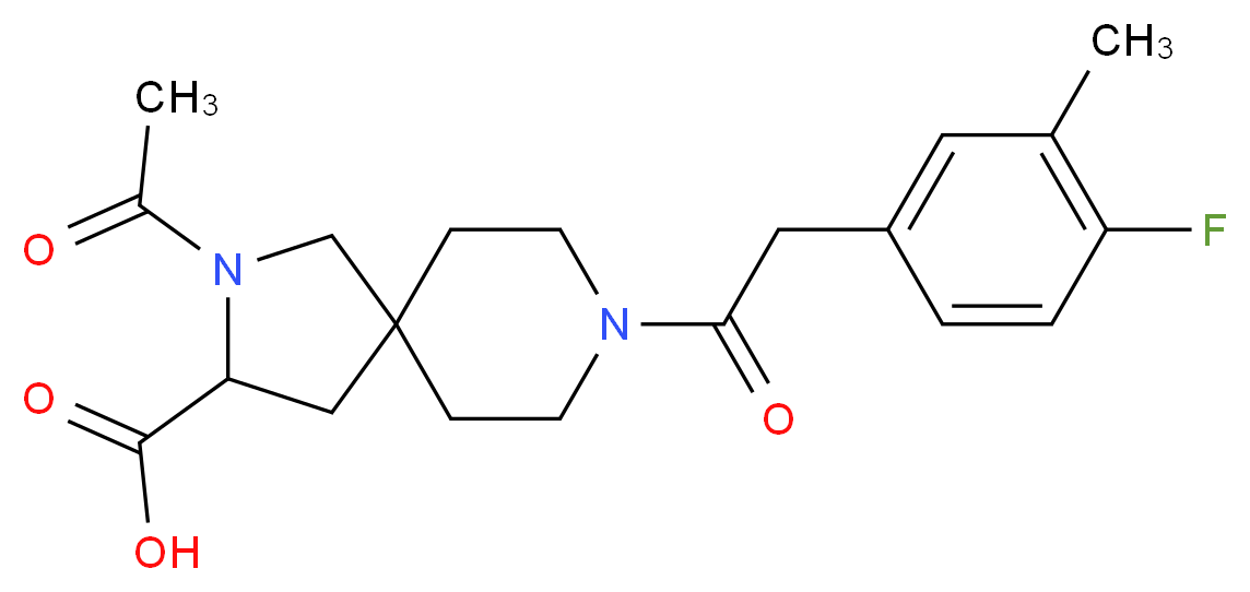 2-acetyl-8-[(4-fluoro-3-methylphenyl)acetyl]-2,8-diazaspiro[4.5]decane-3-carboxylic acid_Molecular_structure_CAS_)
