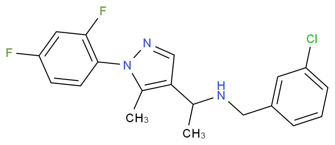 (3-chlorobenzyl){1-[1-(2,4-difluorophenyl)-5-methyl-1H-pyrazol-4-yl]ethyl}amine_Molecular_structure_CAS_)