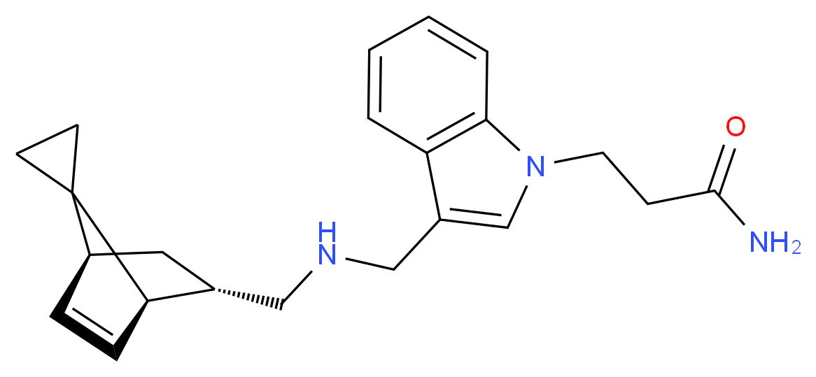 3-[3-({[(1R*,2S*,4S*)-spiro[bicyclo[2.2.1]heptane-7,1'-cyclopropane]-5-en-2-ylmethyl]amino}methyl)-1H-indol-1-yl]propanamide_Molecular_structure_CAS_)