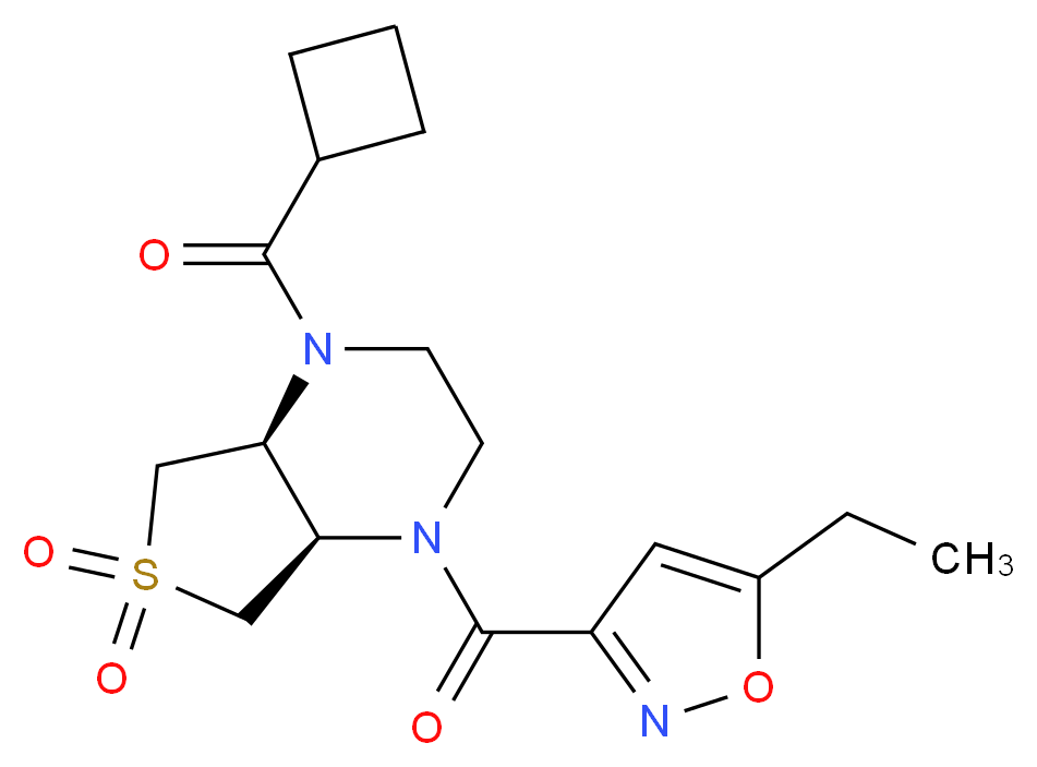 (4aR*,7aS*)-1-(cyclobutylcarbonyl)-4-[(5-ethyl-3-isoxazolyl)carbonyl]octahydrothieno[3,4-b]pyrazine 6,6-dioxide_Molecular_structure_CAS_)