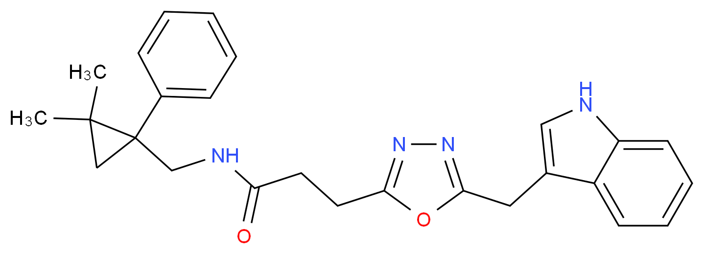 N-[(2,2-dimethyl-1-phenylcyclopropyl)methyl]-3-[5-(1H-indol-3-ylmethyl)-1,3,4-oxadiazol-2-yl]propanamide_Molecular_structure_CAS_)